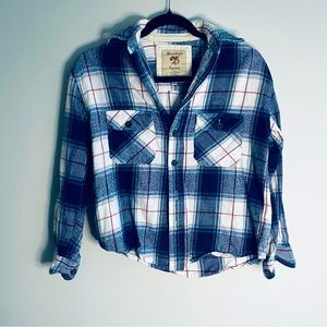 Brooklyn Express Women's Blue Plaid Cotton Long Sleeve Button Up Shirt Size M